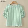ZANZEA Женская повседневная блузка в полоску с квадратным вырезом и коротким рукавом