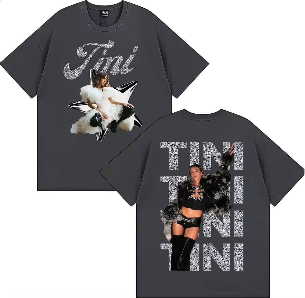 2026 Singer Tini Stoessel Album Double Sided Print T Shirts Men Women Fashion Aesthetic Vintage Tshirt 100 Cotton Tshirt