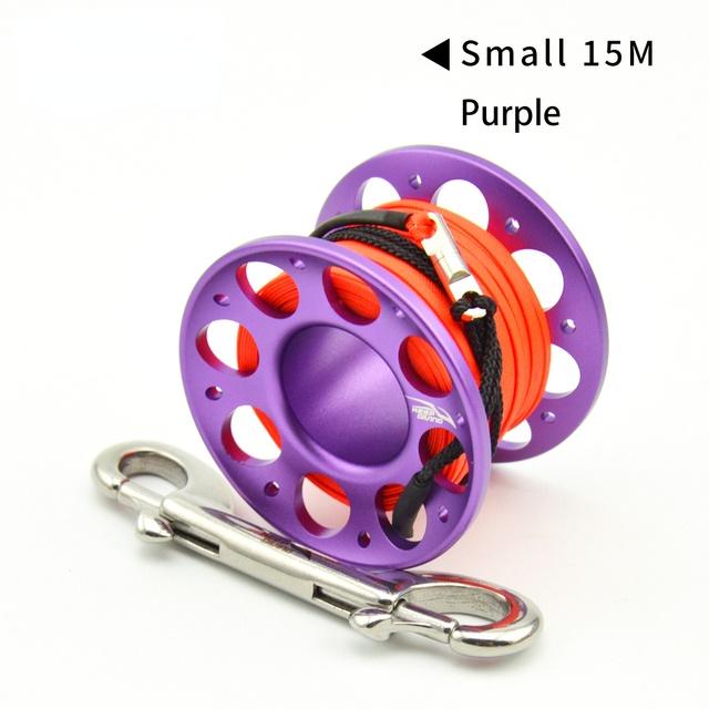 15M/30M Катушка для дайвинга из алюминиевого сплава Finger Reel с двойным крючком из нержавеющей стали Оборудование для пещерного дайвинга