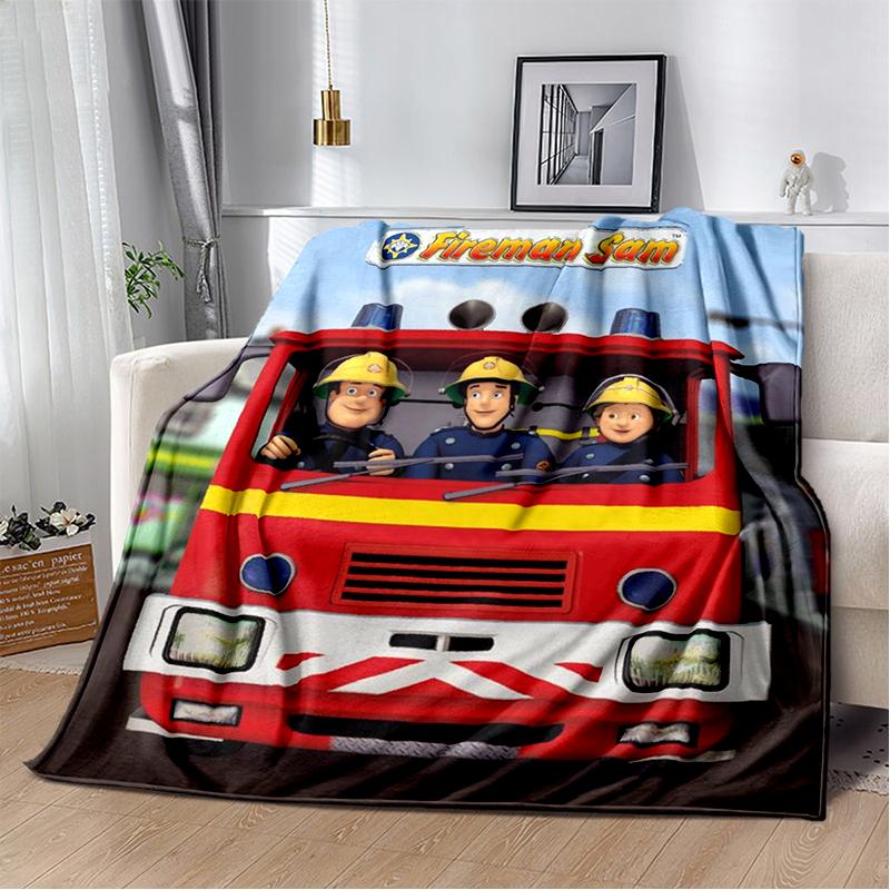 3D Classic Fireman Sam Child Cartoon Blanket,Soft Throw Blanket for Home Bedroom Bed Sofa Travel Picnic Cover Kids Gift