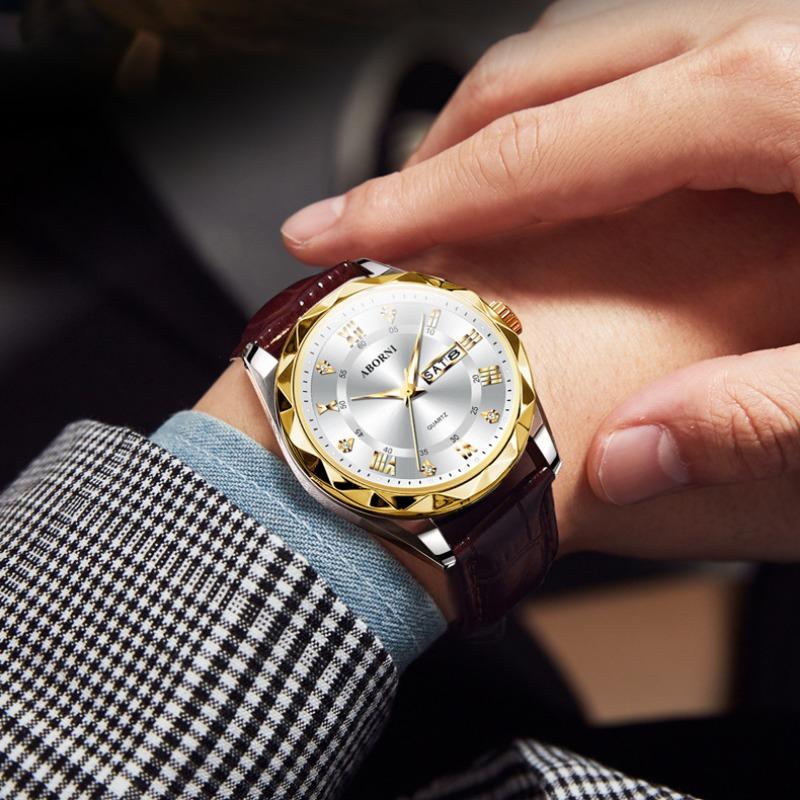 Часы ABORNI Водонепроницаемые светящиеся качественные мужские часы Кварцевые часы с ремешком