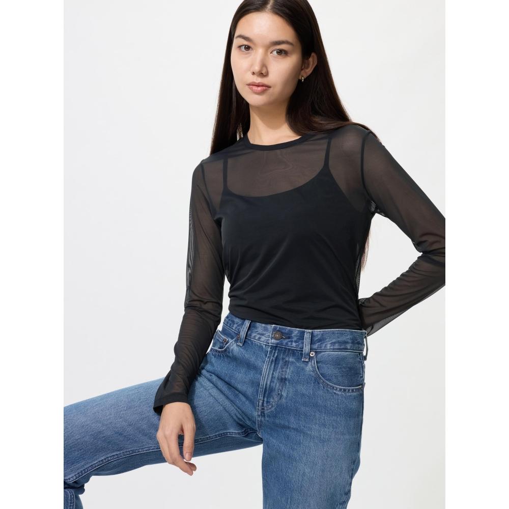 Uniqlo Японская прозрачная сетчатая футболка с круглым вырезом