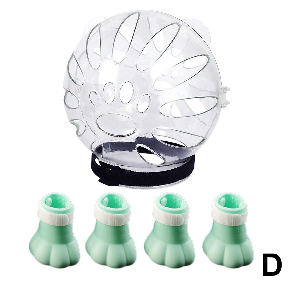 Cat Muzzle and Boots Anti Bite Cat Breathable Hood Anti-Licking Clear Reusable Cat Helmet with Paw Cover Anti-Scratch Paw Shoes