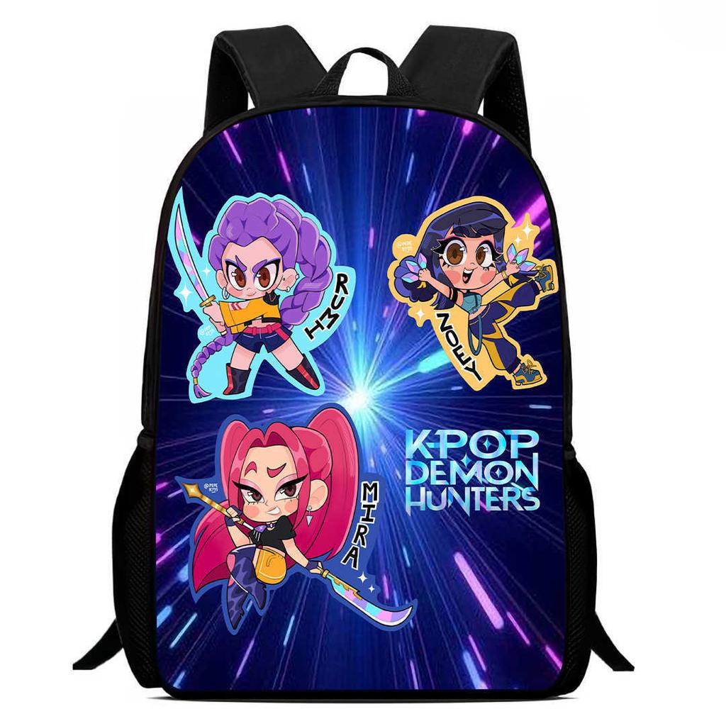 Printed Witch Hunters Student School Bag, Cartoon K-Pop Backpack Lightweight Casual 123Rd Grade Male