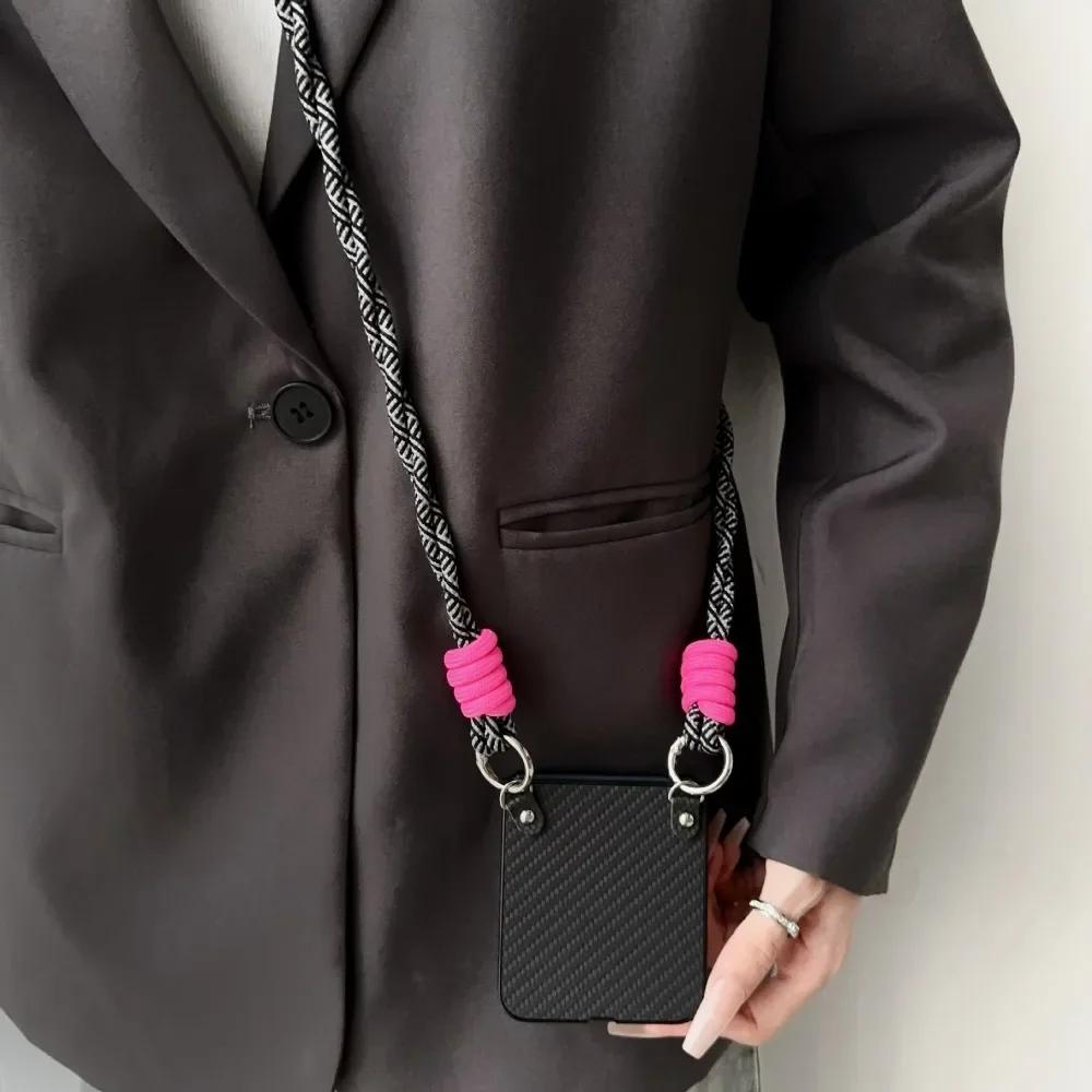 PU Leather Crossbody Phone Case for Motorola Razr 60 Ultra 2026 50 40 Moto Razr60 Razr50 Weave Lanyard Hard Protectie Cover