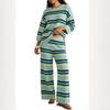 Striped Relaxed Long Sleeve High-Waisted Pants Set