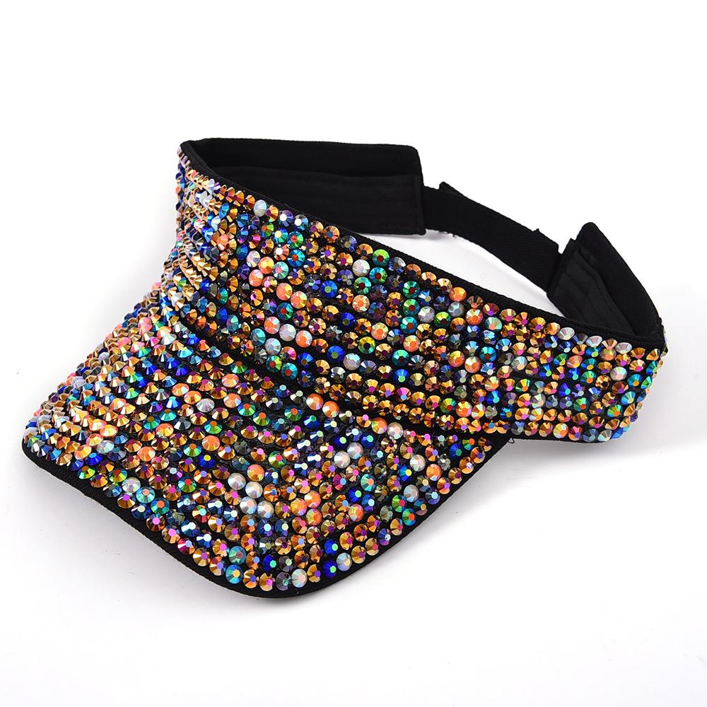 Flash Diamond Decorative Empty Top Hat, Women's Color Rhinestone Sun Hat, Outdoor Sunscreen Versatile Topless Cap Multi-color Optional