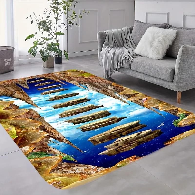 Way To Sky Printed Rug – Decorative Living Room, Absorbent Bathroom Mat, Non-slip Entrance Mat, Comfortable Cushioned Rug