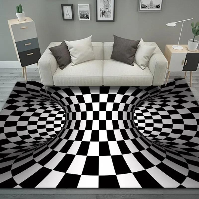 Teenager 3D Effect Vortex Illusion Carpet Entrance Living Room Bedroom Rug Geometric Optical Doormat Illusion Home Decor Mat