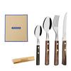 Поливуд Высокопрочный набор столовых приборов с ручками из натурального дерева из 4 предметов подставка для приборов Можно мыть в посудомоечной машине Ножи с термообработкой 3 степени Темный