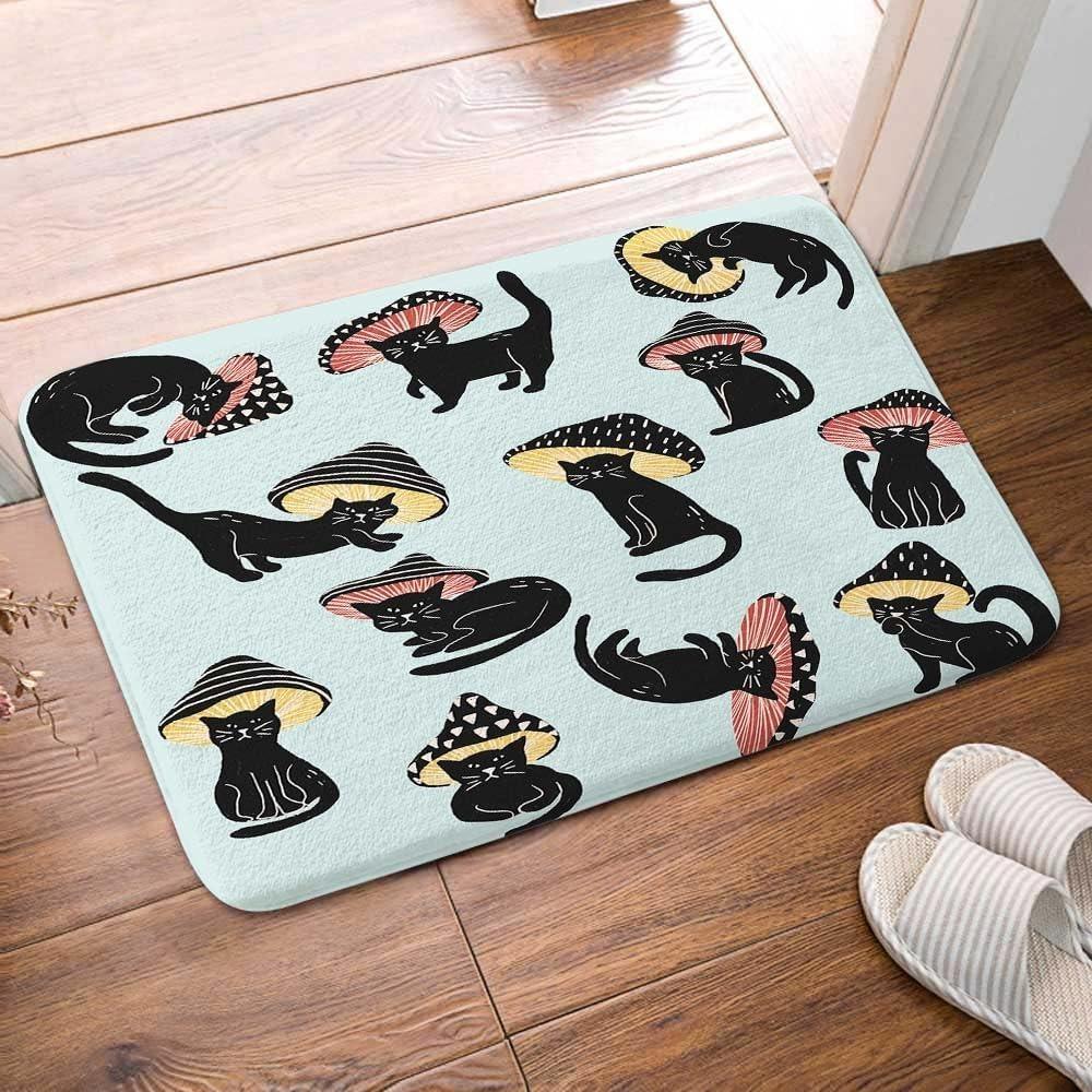 Мультяшный Забавный Гриб Кот Коврик для Двери Милый Ежедневный Домашний Декор Нескользящий Коврик Ванная Водопоглощающий Коврик Прихожая Приветственный Ковер