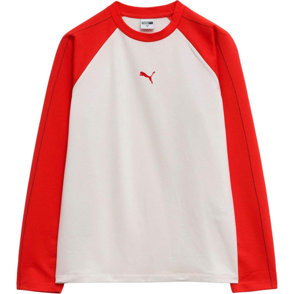 Puma Удобная Универсальная Футболка Реглан с Длинным Рукавом Мужские Топы Красный 94091801