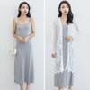 Summer Sundress Skeeveless Loose Solid Color Stretch Backless Round Neck A-line Inner Wear Outerwear Midi Dress Daily Slip Dress