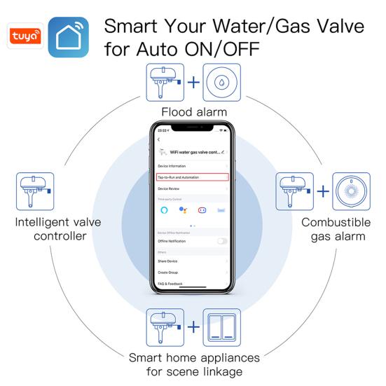 Gas Valve Controller Voice Command Control-Valve Long Lasting Wireless Smart Wi-Fi Gas Valve Controller Set for Home