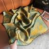 Spring New Fresh Flower Silk Crepe Satin Printed Silk Scarf Women's Fashion Versatile Mulberry Silk Small Square Scarf