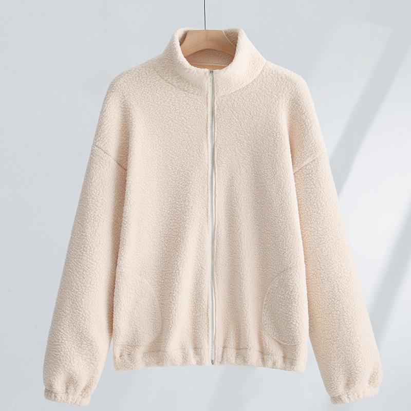 Женская осенне-зимняя свободная повседневная утолщенная толстовка со стоячим воротником