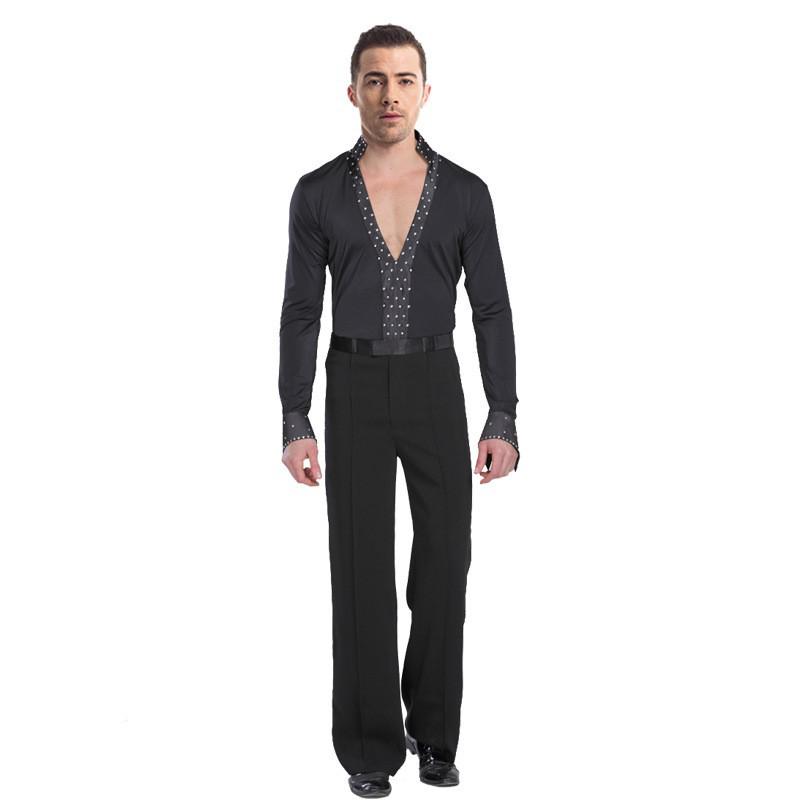 XISAA Мужская рубашка с длинным рукавом для латиноамериканских танцев