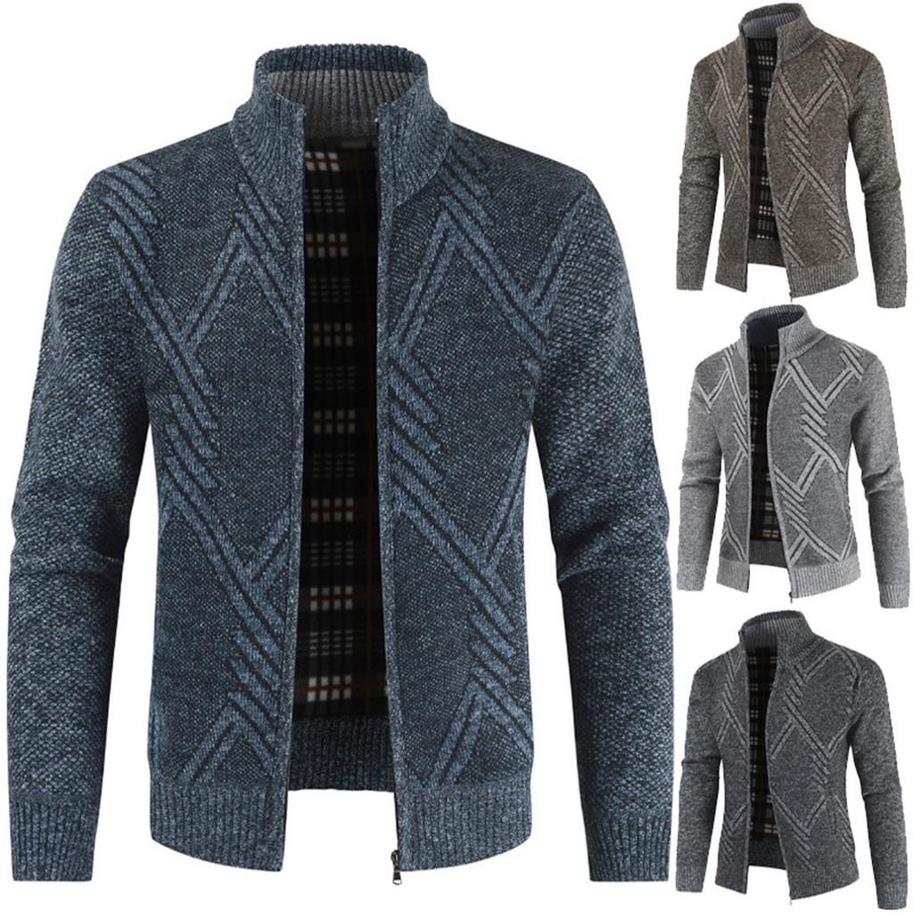Winter Men's Casual Fashion Cardigan Sweater Jacket Long Sleeve Knitted Sweater Top Outwear Coat