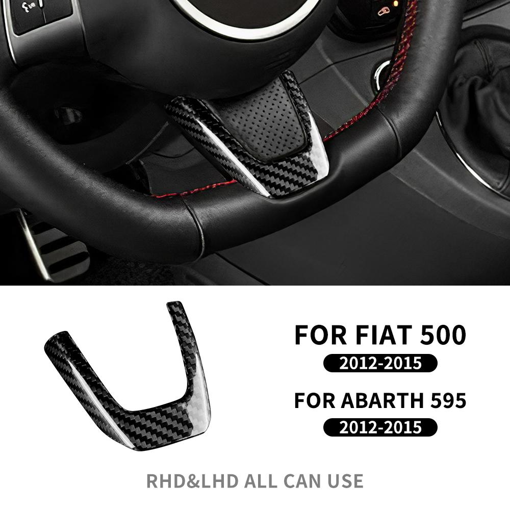 Real Hard Carbon Fiber Sticker For Fiat 500 Abarth 595 2010 2011 2012 2013 2014 2015 Car Steering Wheel Button Interior Trim