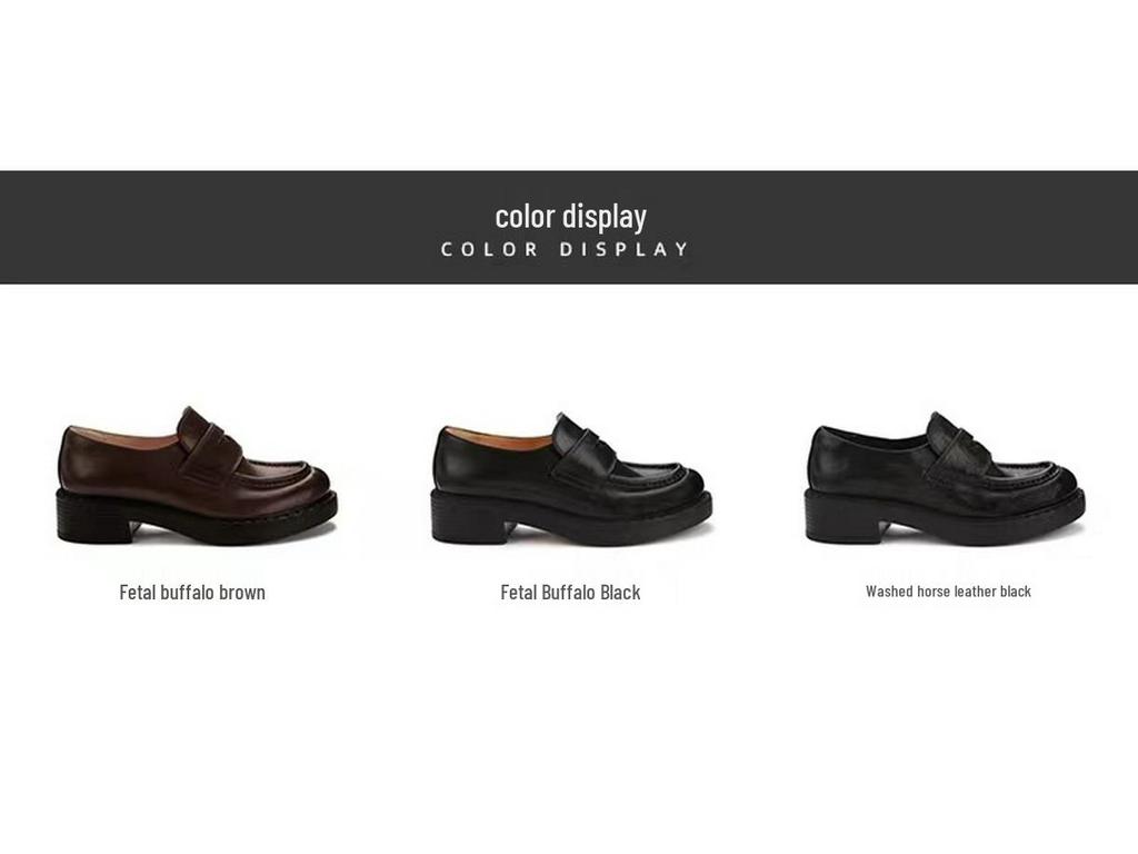 Виноградная Мама Осенние Ретро Женские Лоферы из Мягкой Кожи с Круглым Носком и Массивным Каблуком