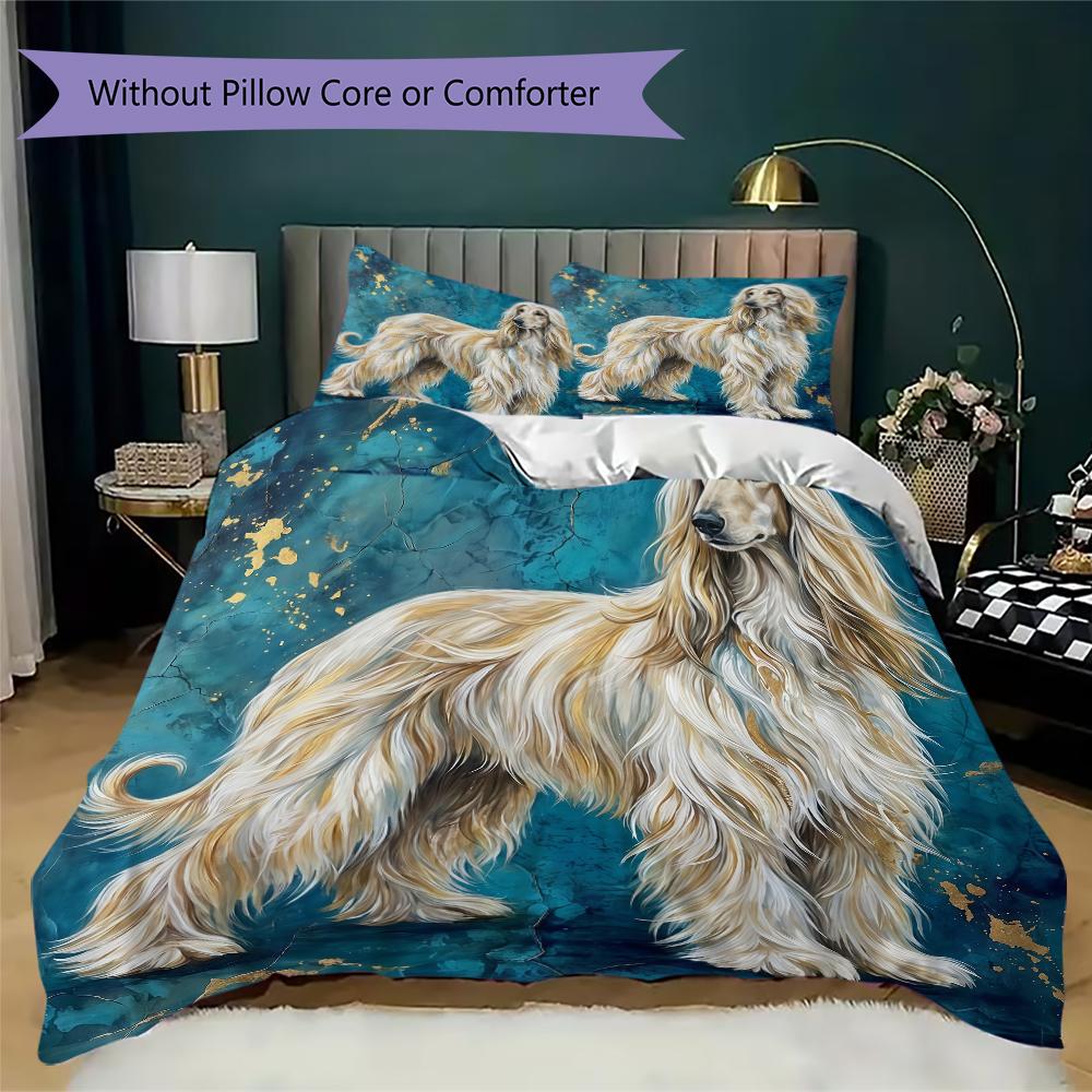 Afghan Hound Pattern Bedding uilt Set uilt Cover Pillowcase Home Decoration Birthday Gift (1 * duvet cover + 2 * pillowcase without core)