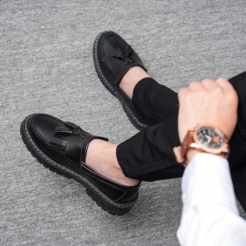 Рабочие Легкие Слипоны Мужские Повседневные Туфли с Кисточками Классические Оригинальные Размер 45 Элегантные Социальные Коровья кожа Ретро Мужские Кожаные Туфли