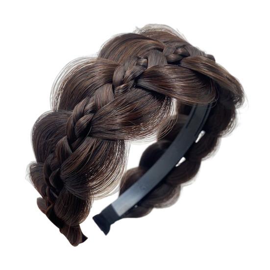 Braided Headband with Teeth Synthetic Heat-Resistant Fibers Realistic Human Hair Headband Secure Hair Fix Hair Hoop