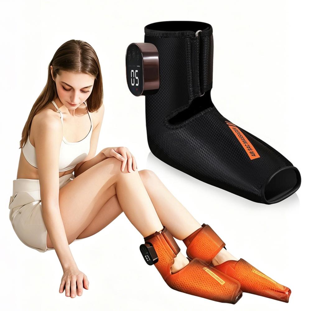 Portable Air Compression Ankle and Foot Massager with Heat, Smart Timer Cordless Foot Massager