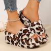 Fashion Ladies Shoes On Sale 2024 New Open Toe Women's Slippers Autumn Leopard Print Suede Warm Platform Casual Large Size Slippers