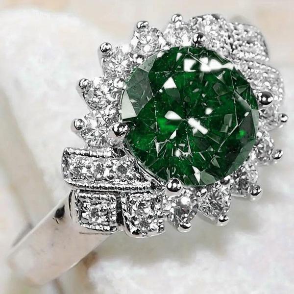 Delicate Inlay Bule Sapphire Flower Rings for Women Engagement Wedding Gemstone Rings Jewelry