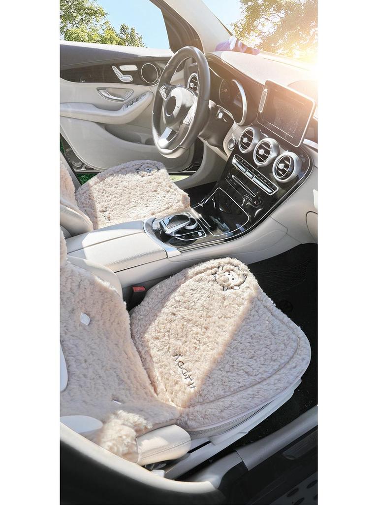Женский милый мультяшный плюшевый зимний набор из 3 предметов для подушек автомобильных сидений для пятиместных автомобилей