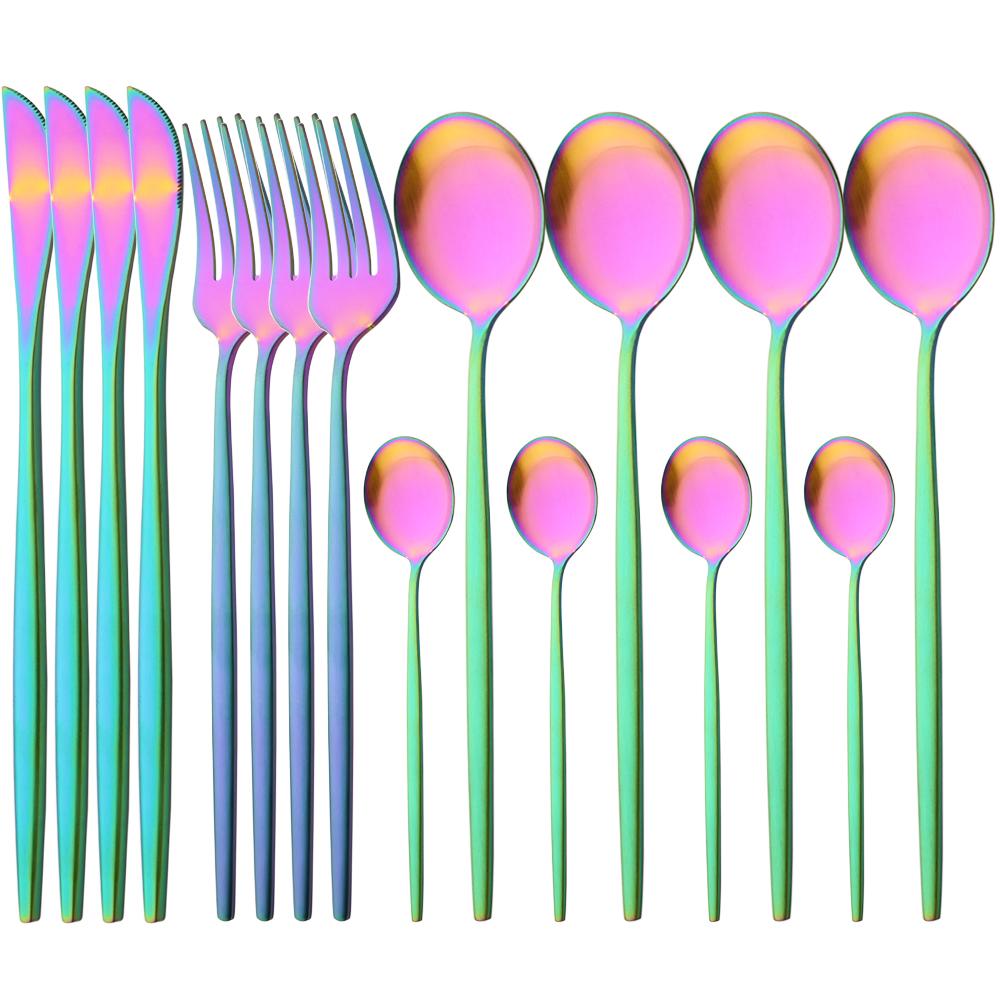 16 шт. матовый набор столовой посуды, серебряная посуда из нержавеющей стали, домашняя ложка, вилка, нож, столовое серебро, западные столовые приборы