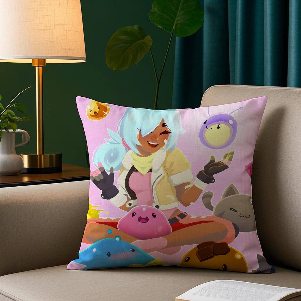 S-Slime R-Ranchers Game Pillow Case Short Plush Print Cushion Cover Square Throw Pillow Covers Sofa Home Decor