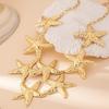 Punk Big Starfish Star Pendant Metal Stud Earrings Fashion Choker Necklace  for Women Gift