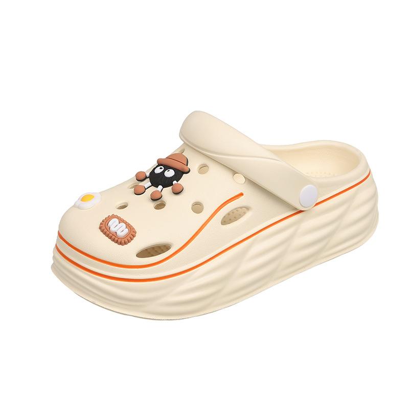 Обувь Hole Shoes Женские домашние нескользящие тапочки с толстой подошвой для улицы Сумка Головные тапочки Интернет-знаменитости Ева Наступая на дерьмо сандалии