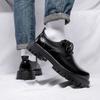 Derby Thick Soled Men's Leather Shoes Fashionable Minimalist Style Daily Outdoor Trendy Party Adult Office Groom's Shoes