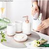Керамика Набор для ванной комнаты Туалетные принадлежности Стаканчик для рта Подставка для зубных щеток Мыльница Флакон для лосьона Флакон для ароматерапии Набор для ванной комнаты из пяти предметов