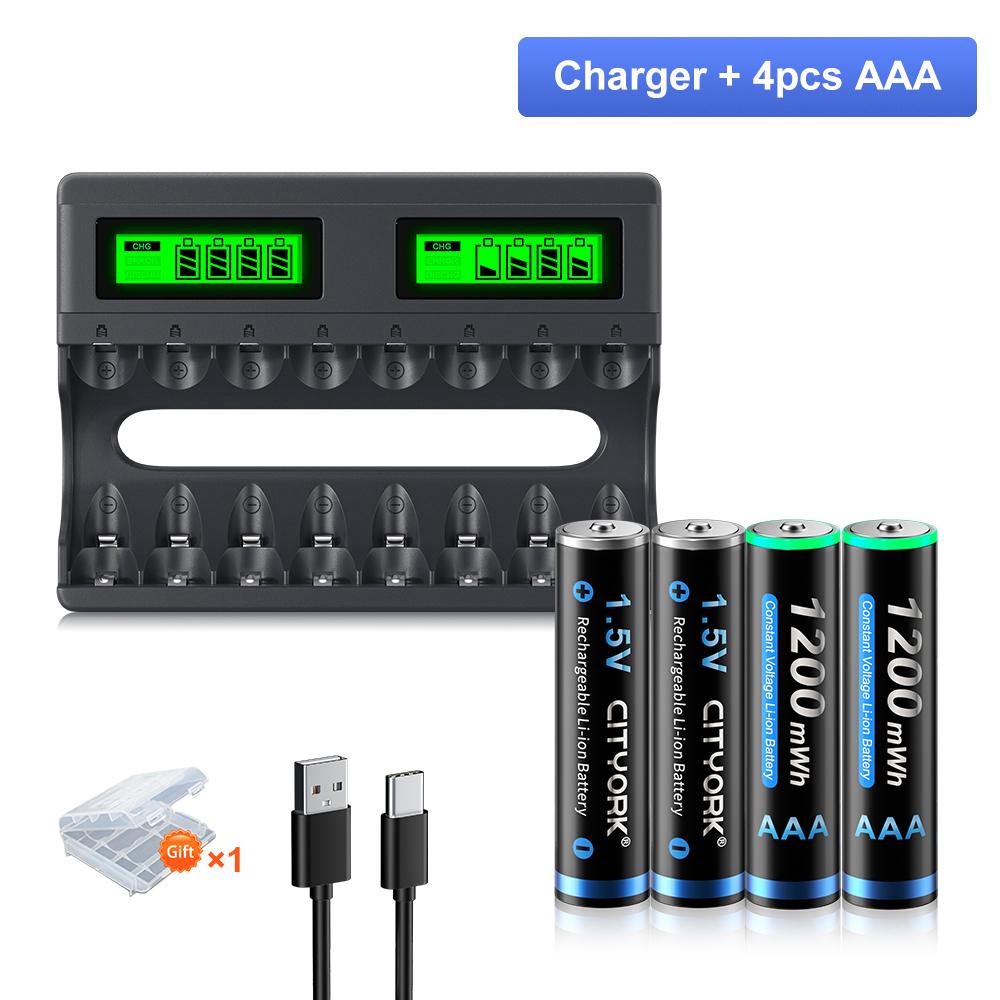 8slot LCD Smart 1.5V Li-ion Battery Charger+1.5V AA AAA Li-ion Rechargeable Battery
