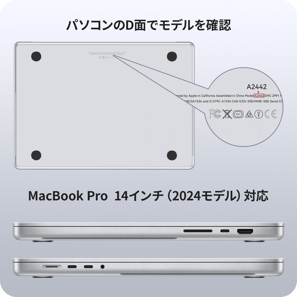 NIMASO Case for MacBook Pro 14 Inch M4 Chip Equipped 2024 M3 M2 M1 Cover Clear Fully Transparent Lightweight Compatible with A2442 Hard Cover