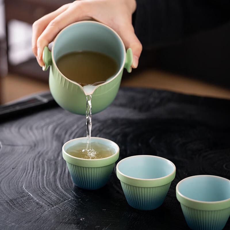 Bai Zi En Imperial Style Rough Pottery Travel Tea Set