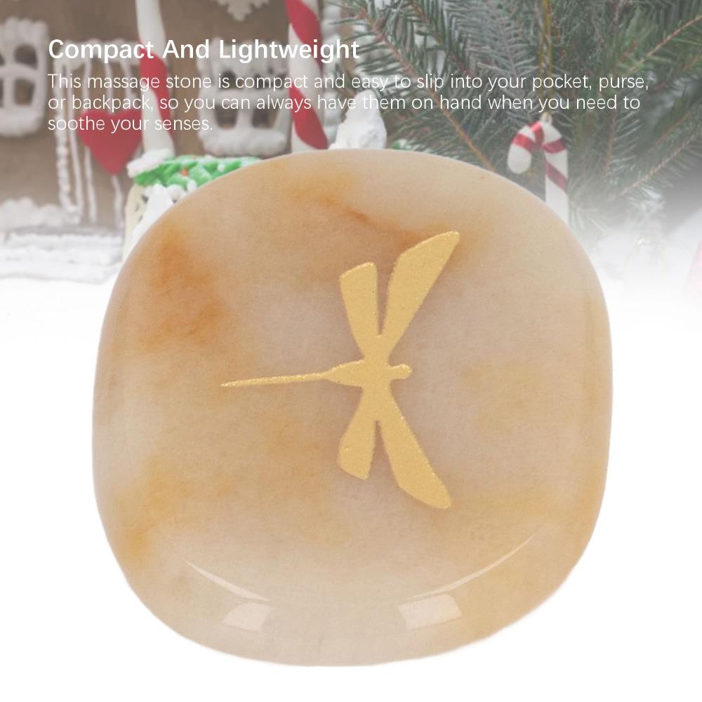 Lightweight Thumb Worry Stone Gold Dragonfly Carving Massage Stone Balance Stone  Stress Relief