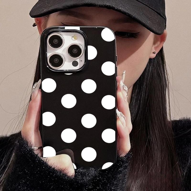 Ретро элегантный чехол для телефона в горошек, подходящий для iPhone 17 16 15 14 13 12 11 Pro/Max/Plus, противоударный и защищающий от падений