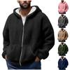 Men'S Winter Zipper Hooded Fleece Sweatshirt With Patch Pocket Casual Jacket