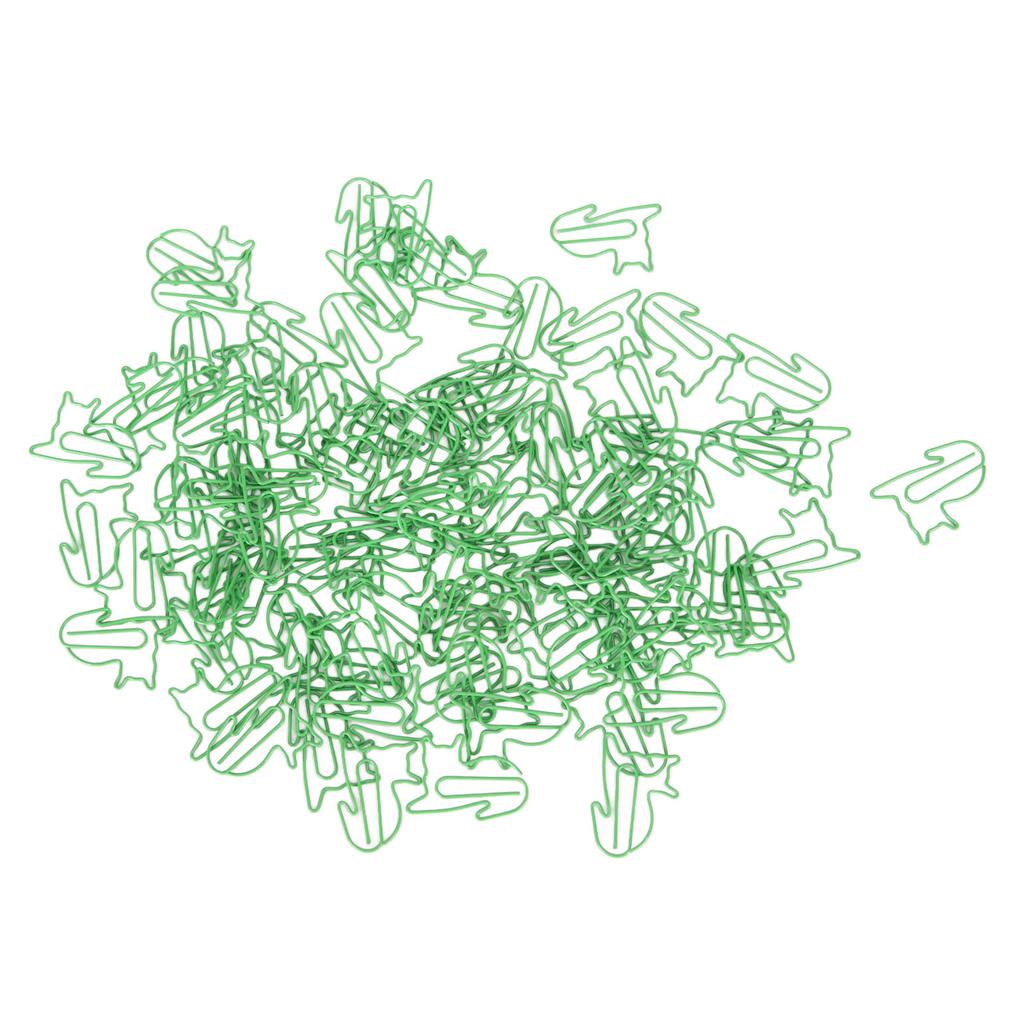 100 шт. Зеленые милые скрепки в форме кошки, забавные закладки, органайзеры для документов, забавный план закладок