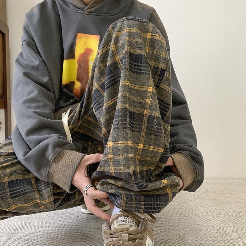 Women Men's Y2k Casual Plaid Pants Sweatpants Wide Leg Baggy Track Pants Vintage Korean Style Clothes Trousers Streetwear Men