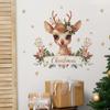 Рождественский олень Английский слоган Зеленое растение Спальня Гостиная Кабинет Фон Ландшафтный дизайн Наклейка на стену