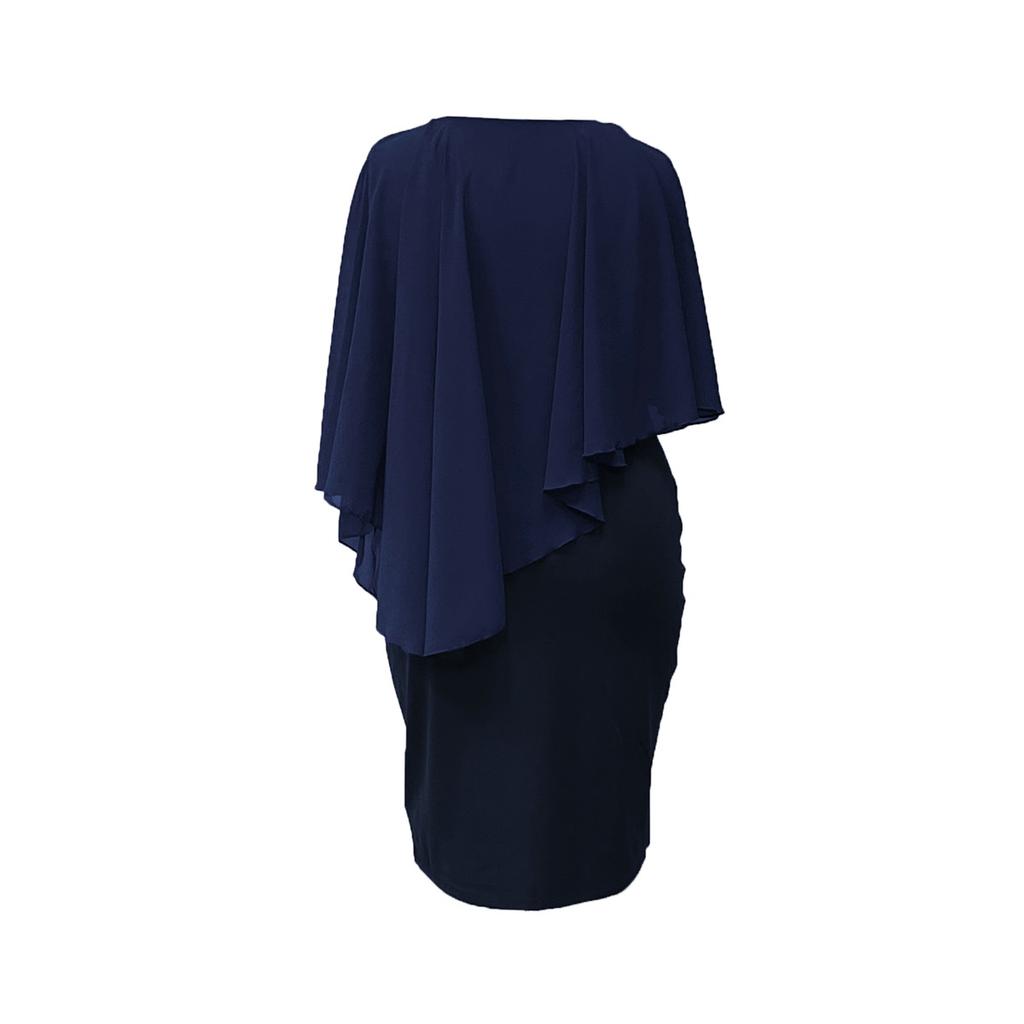 Женское однотонное платье-шаль из шифона с рукавами «летучая мышь» и круглым вырезом, облегающее, большого размера, миди