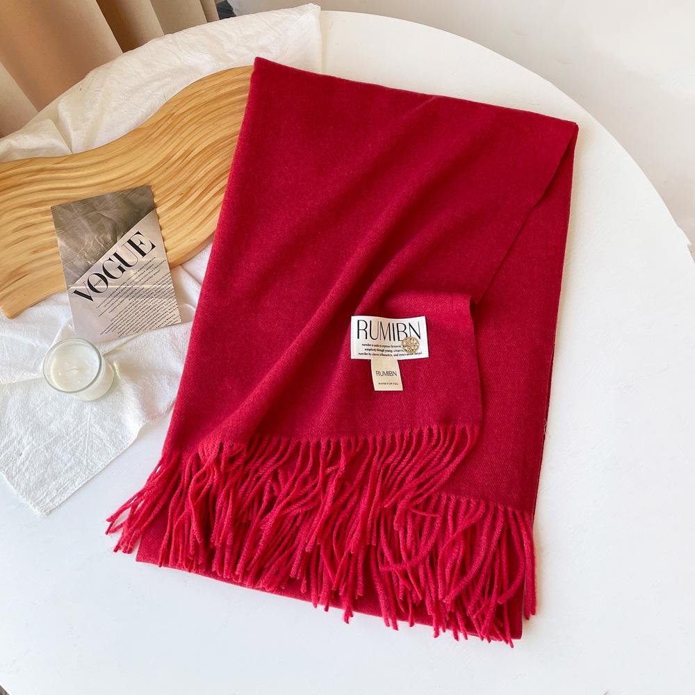 Solid Color Imitation Cashmere Scarf Women's Metal Standard Shawl Women's High-grade Relaxation Camel-colored Warm Scarf