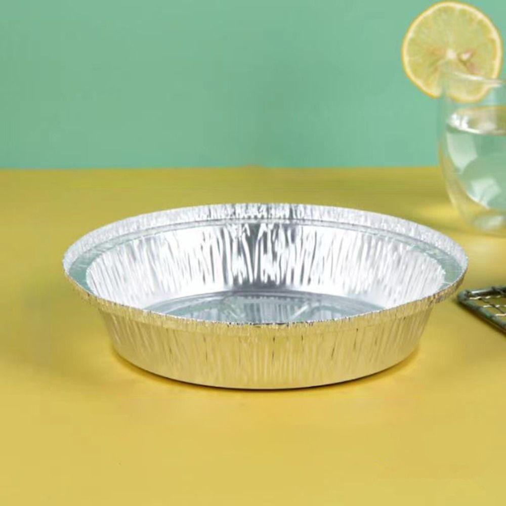 50Pcs Round Foil Trays Silver Foil Food Container Portable Air Fryer Tin Foil Box Roasting