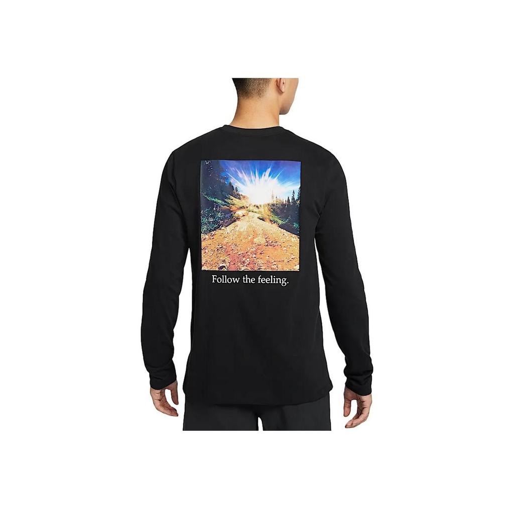 Nike Dri-Fit FW24 Trail Crew Neck Удобная мягкая быстросохнущая футболка с длинным рукавом для мужчин, черные топы HJ3602-010